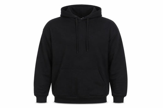 Front view of ASOS Design Men's Black Pullover Hoodie, size S, Graphic Print Fleece