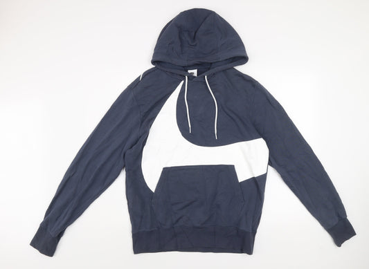 Nike Men's Blue Pullover Hoodie Size M Graphic Logo Sportswear