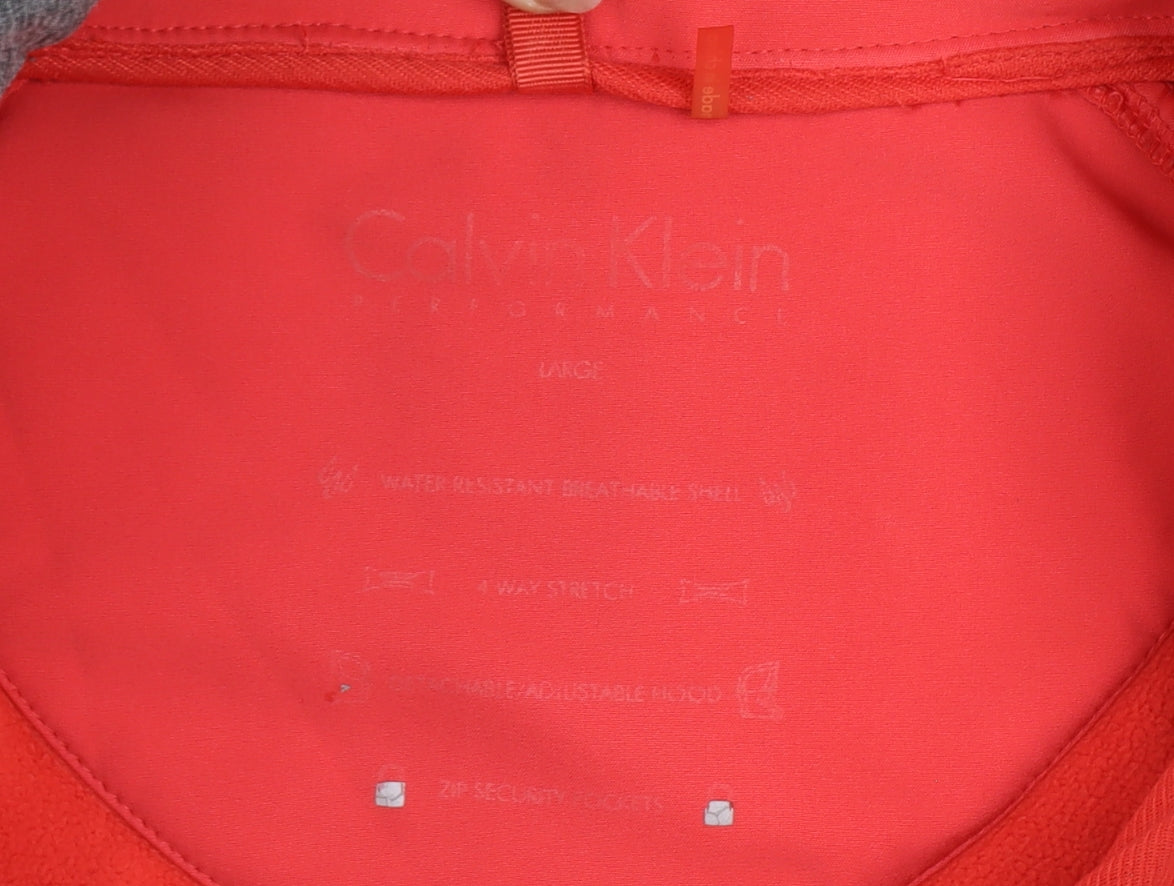 Womens UK Size L Regular Calvin Klein Red Polyester Blend Jacket