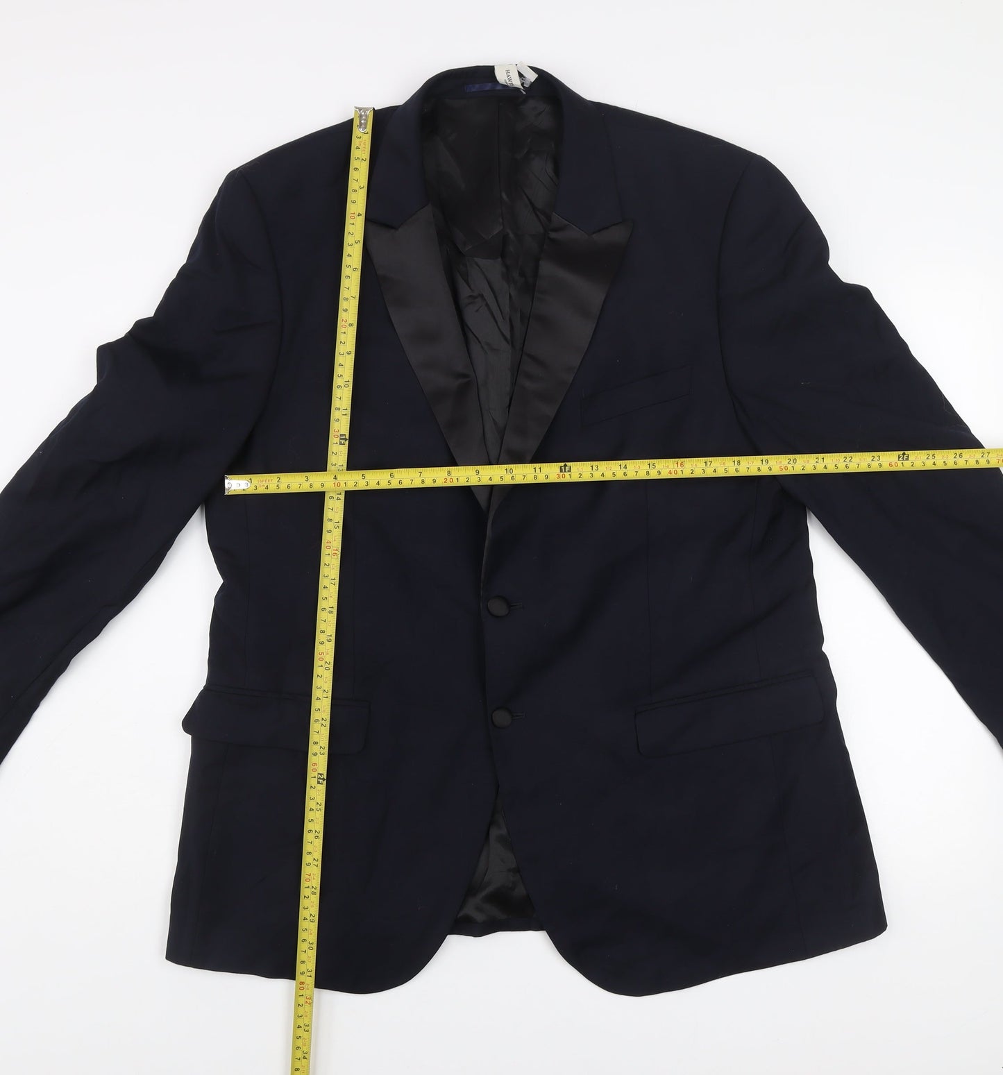 Hawes & Curtis Men's Blue Slim Fit Shawl Lapel Wool Blazer 46R