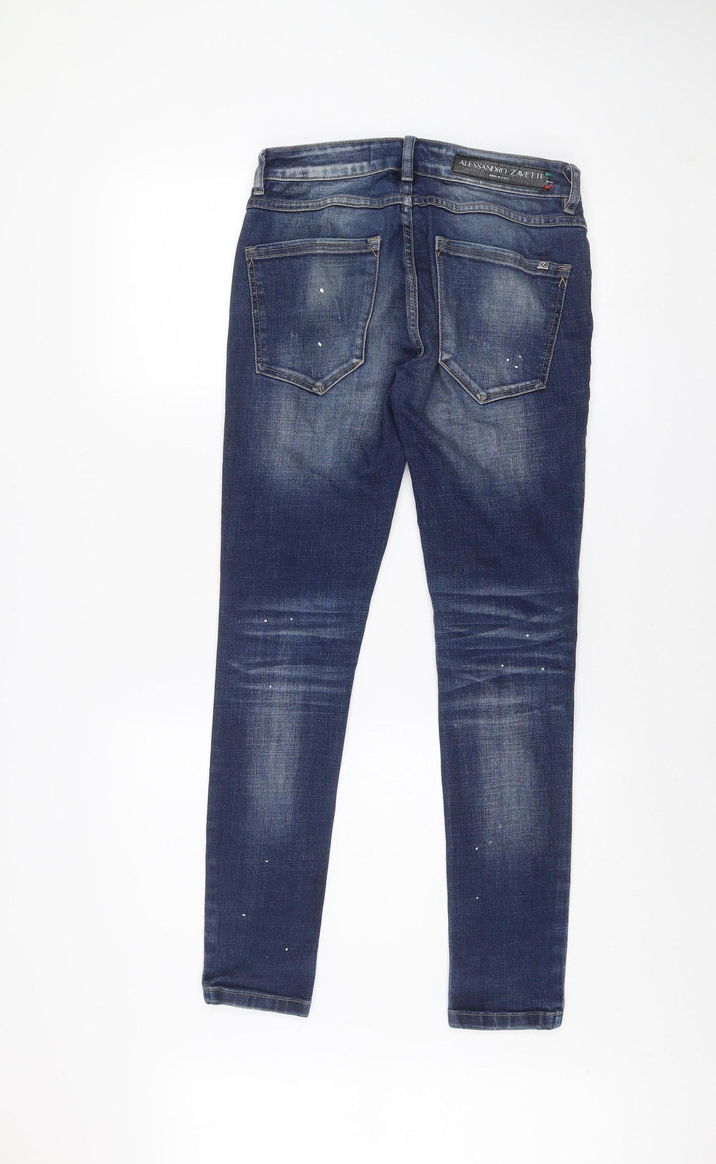 Alessandro Zavetti Men's Blue Distressed Slim Denim Jeans Size 28