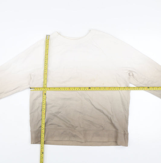 Marks and Spencer Women Beige Ombre Cotton Pullover Sweatshirt Size S