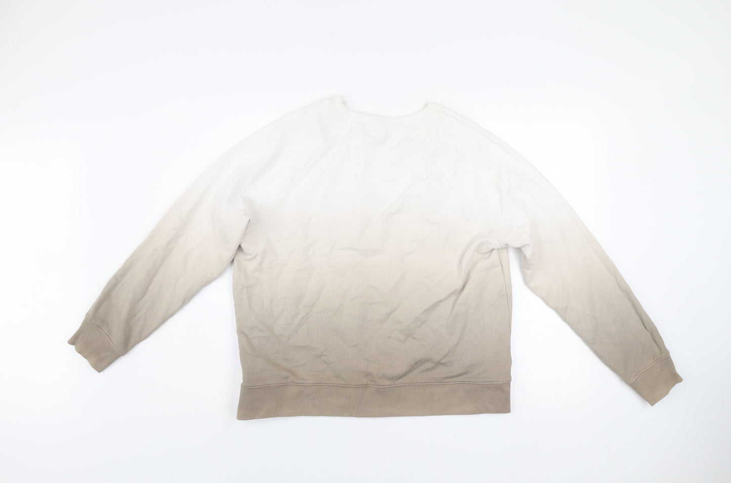 Marks and Spencer Women Beige Ombre Cotton Pullover Sweatshirt Size S