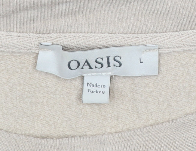 Oasis Womens Beige Animal Print Pullover Sweatshirt Size Large