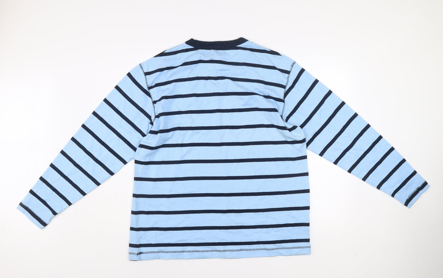 Fred Perry Men's Blue Striped Crew Neck Cotton Sweatshirt L