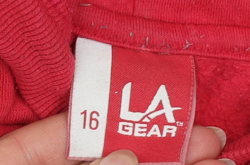 LA Gear Womens Red Pullover Hoodie Size 16 Regular Fit Fleece