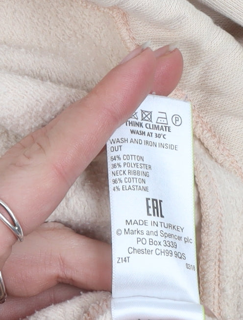 Marks and Spencer Women’s Beige Cotton Blend Pullover Sweatshirt UK 12
