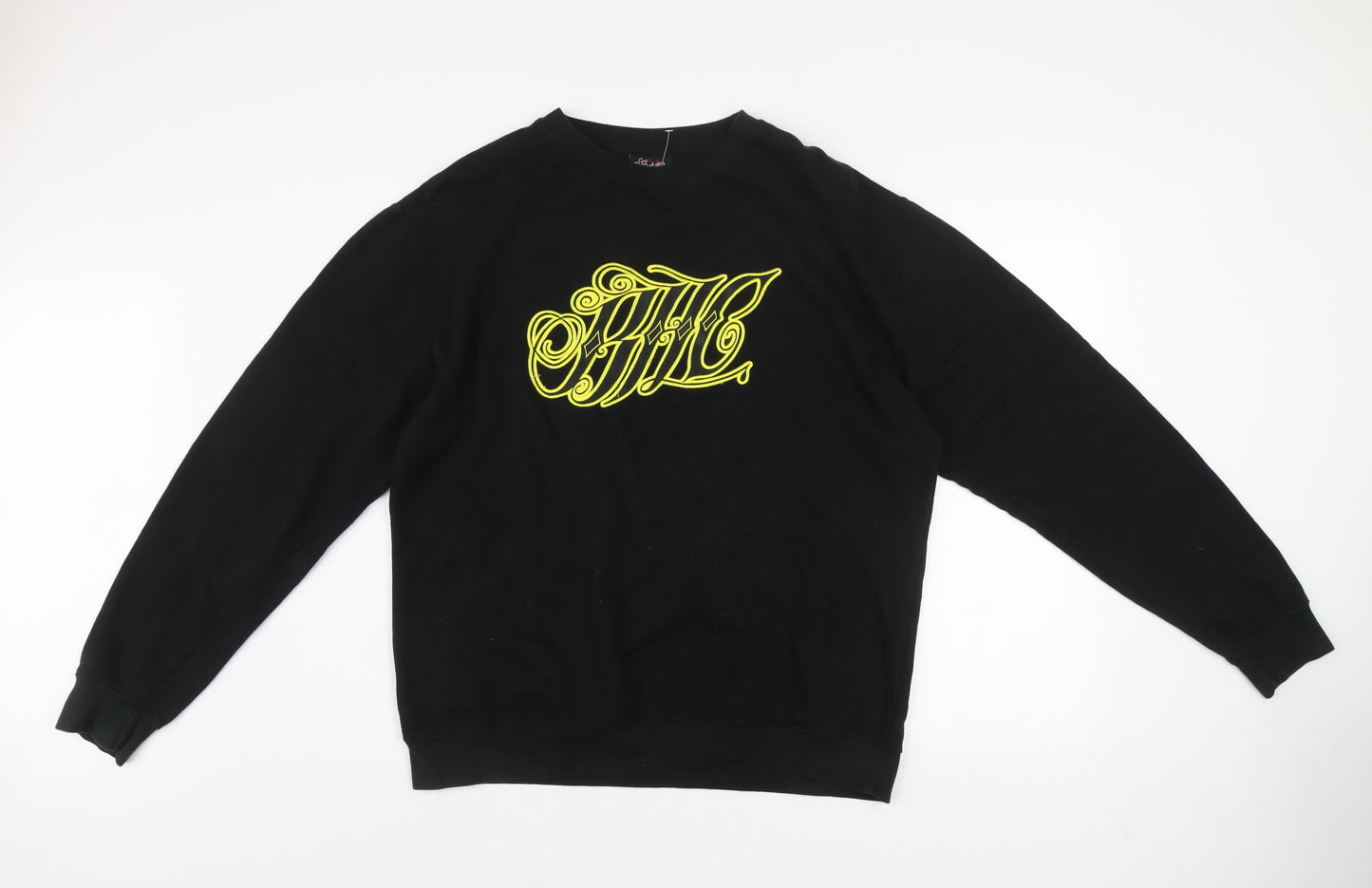 BHC Men's Black Pullover Sweatshirt L Graphic Logo Cotton Blend
