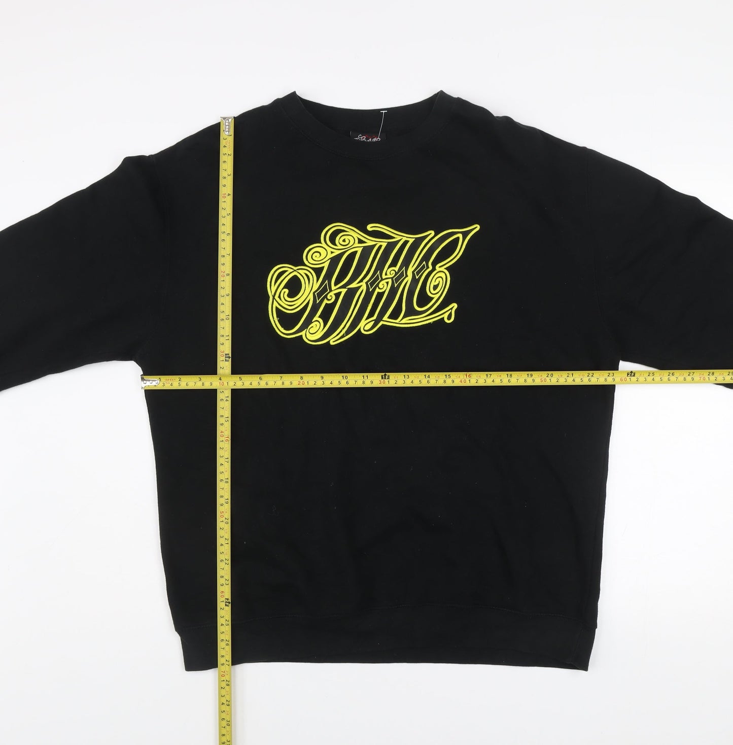 BHC Men's Black Pullover Sweatshirt L Graphic Logo Cotton Blend