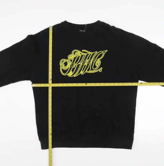 BHC Men's Black Pullover Sweatshirt L Graphic Logo Cotton Blend