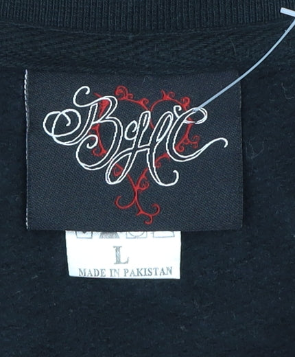 BHC Men's Black Pullover Sweatshirt L Graphic Logo Cotton Blend