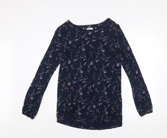 Womens UK Size 10 Fat Face Blue Viscose Blouse