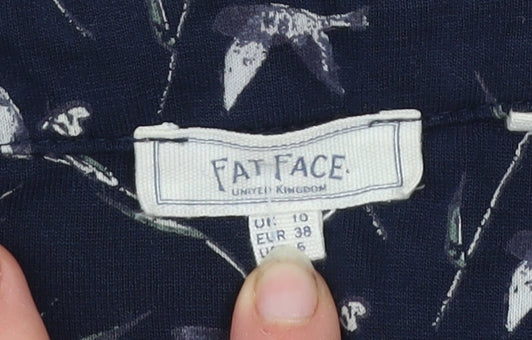 Womens UK Size 10 Fat Face Blue Viscose Blouse