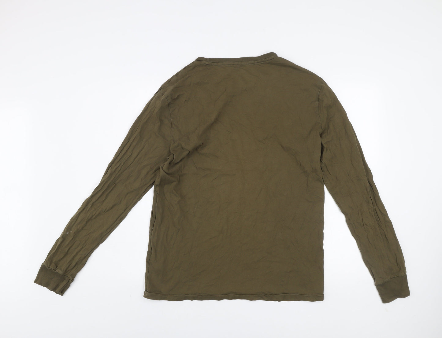 Ralph Lauren Men's Green Long Sleeve Slim Fit Cotton Top Size L