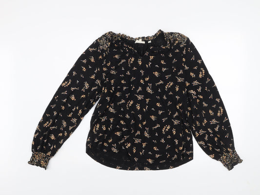 Womens UK Size 10 Fat Face Black Viscose Blouse