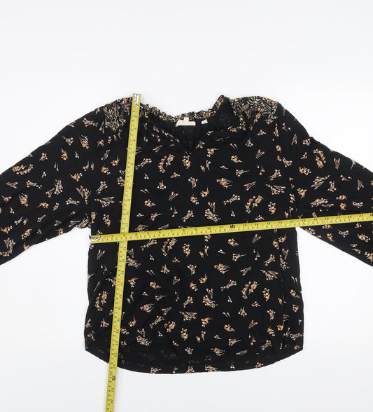 Womens UK Size 10 Fat Face Black Viscose Blouse