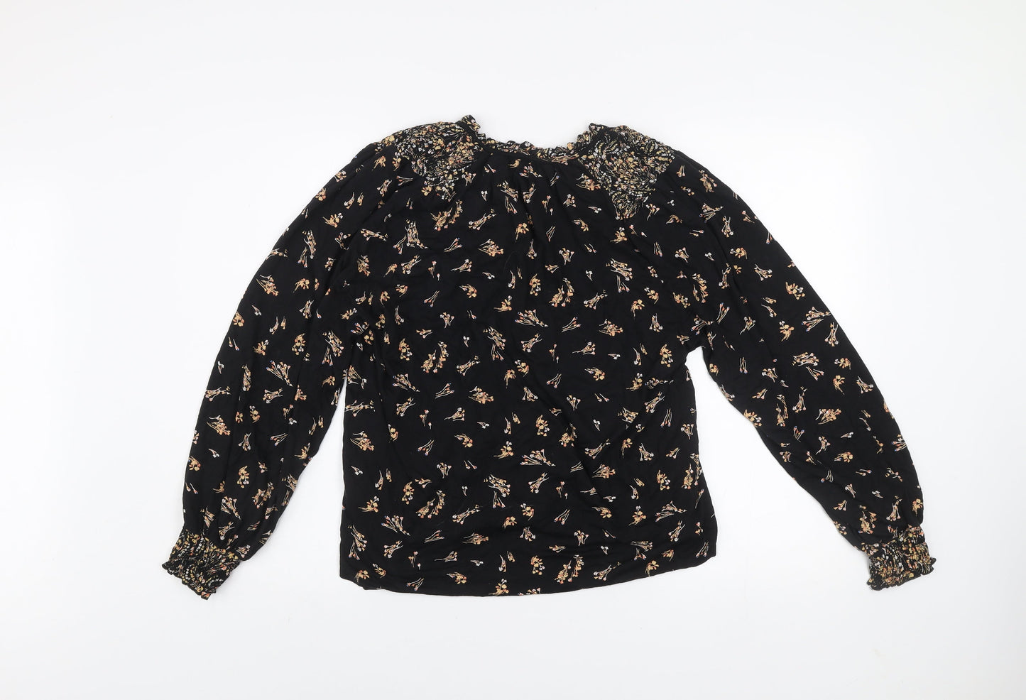 Womens UK Size 10 Fat Face Black Viscose Blouse