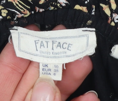 Womens UK Size 10 Fat Face Black Viscose Blouse
