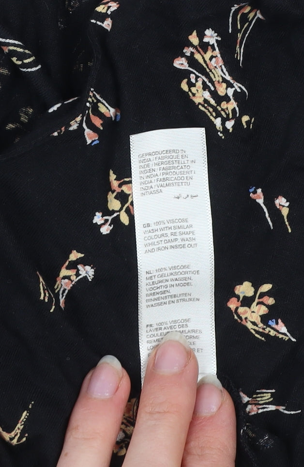 Womens UK Size 10 Fat Face Black Viscose Blouse