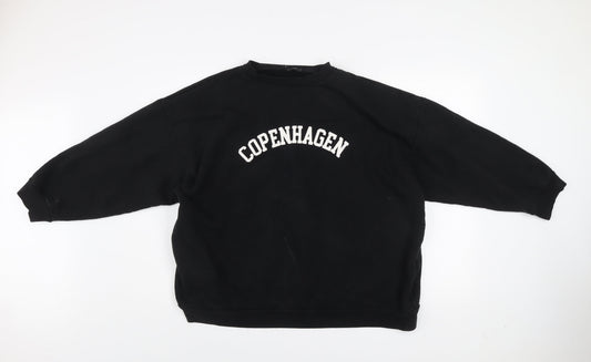 PrettyLittleThing Women Black L Pullover Sweatshirt Copenhagen Print