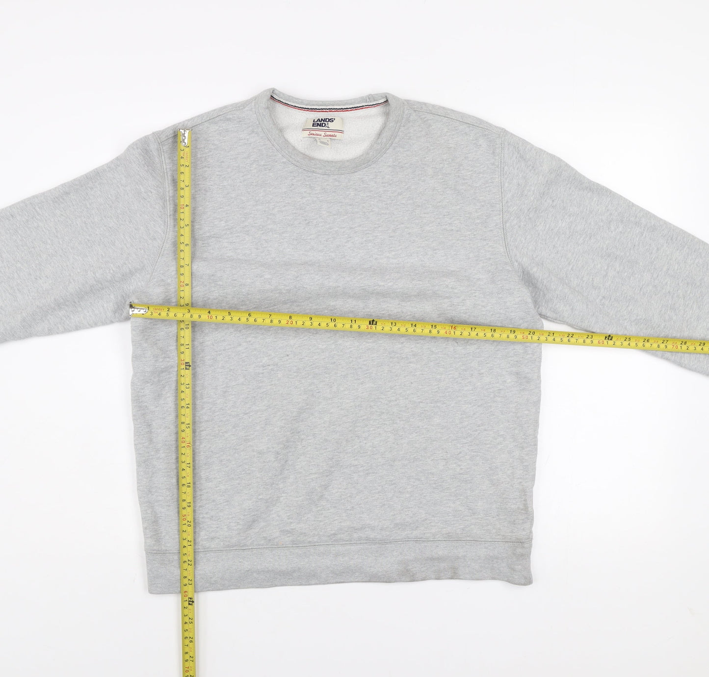 Mens UK M Regular Lands' End Grey Pullover Sweatshirt