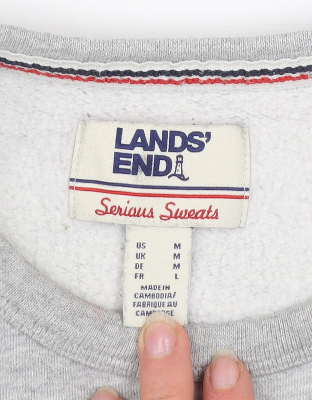 Mens UK M Regular Lands' End Grey Pullover Sweatshirt