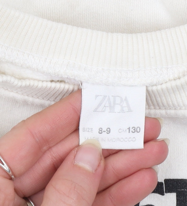 Zara Boys Ivory Graphic Print Pullover Sweatshirt 8-9 Years
