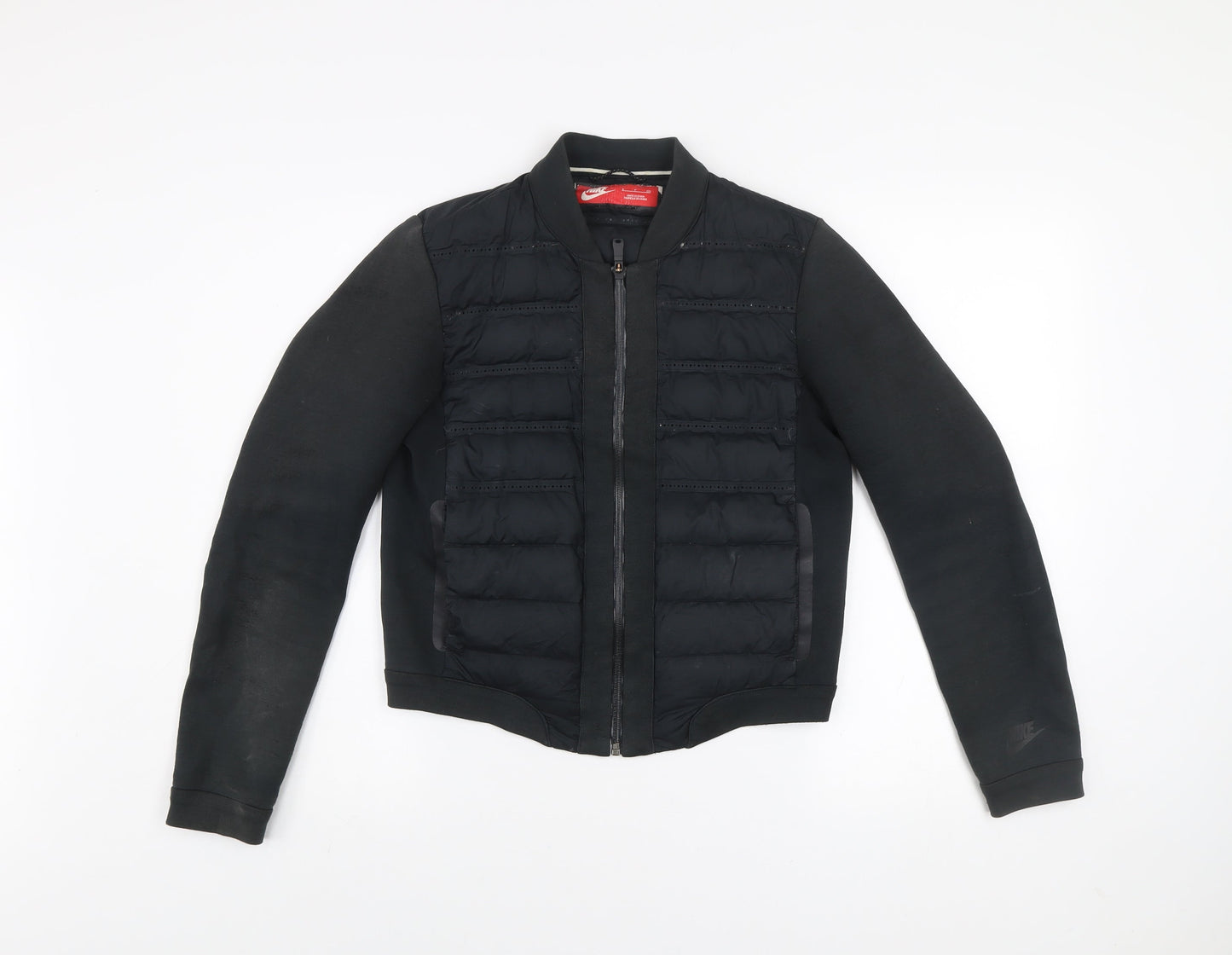 Nike Men's Black Small Quilted Bomber Jacket with Down Fill