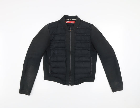 Nike Men's Black Small Quilted Bomber Jacket with Down Fill