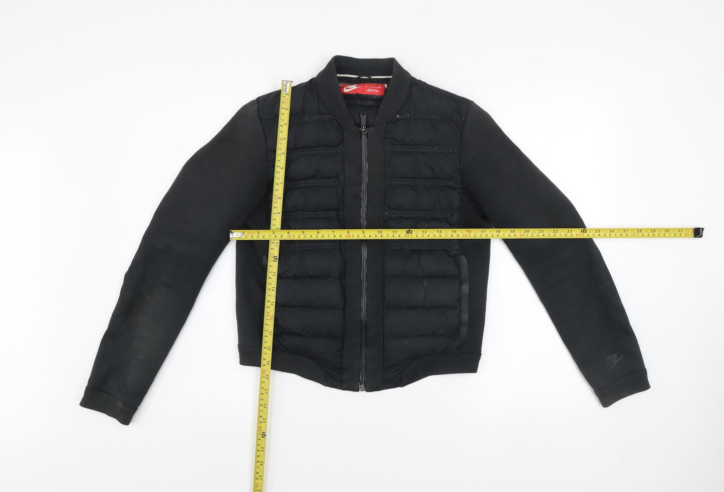 Nike Men's Black Small Quilted Bomber Jacket with Down Fill