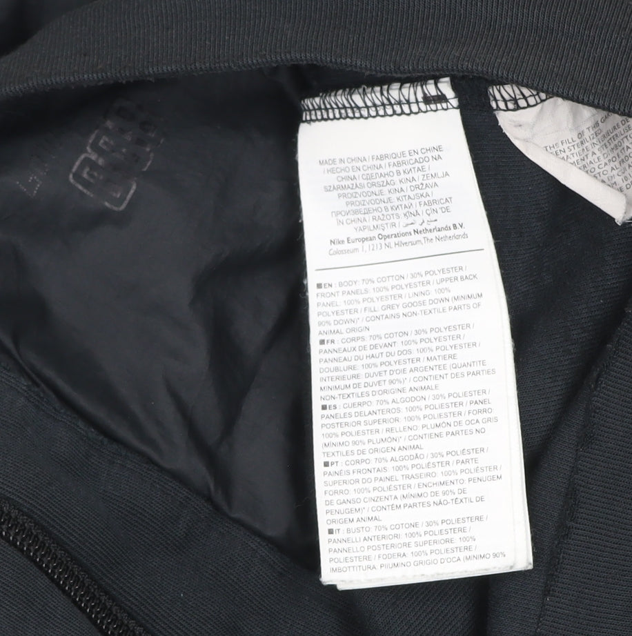 Nike Men's Black Small Quilted Bomber Jacket with Down Fill