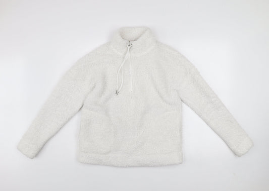 John Lewis ANYDAY Women White Fleece Pullover Hoodie Size S