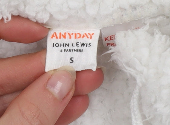 John Lewis ANYDAY Women White Fleece Pullover Hoodie Size S