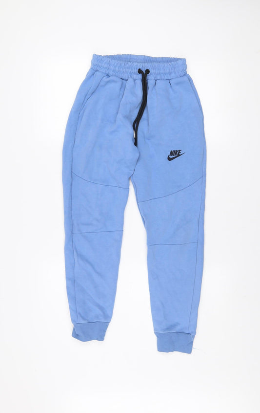 Nike Boys Blue Jogger Trousers Size 16 Years Fleece Regular Fit
