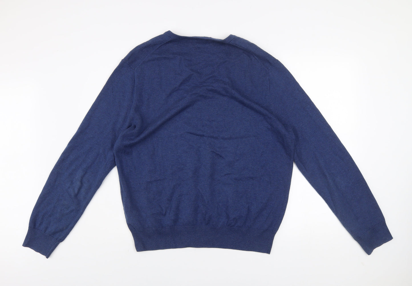 Ralph Lauren Men’s Blue Pima Cotton V-Neck Jumper Size L