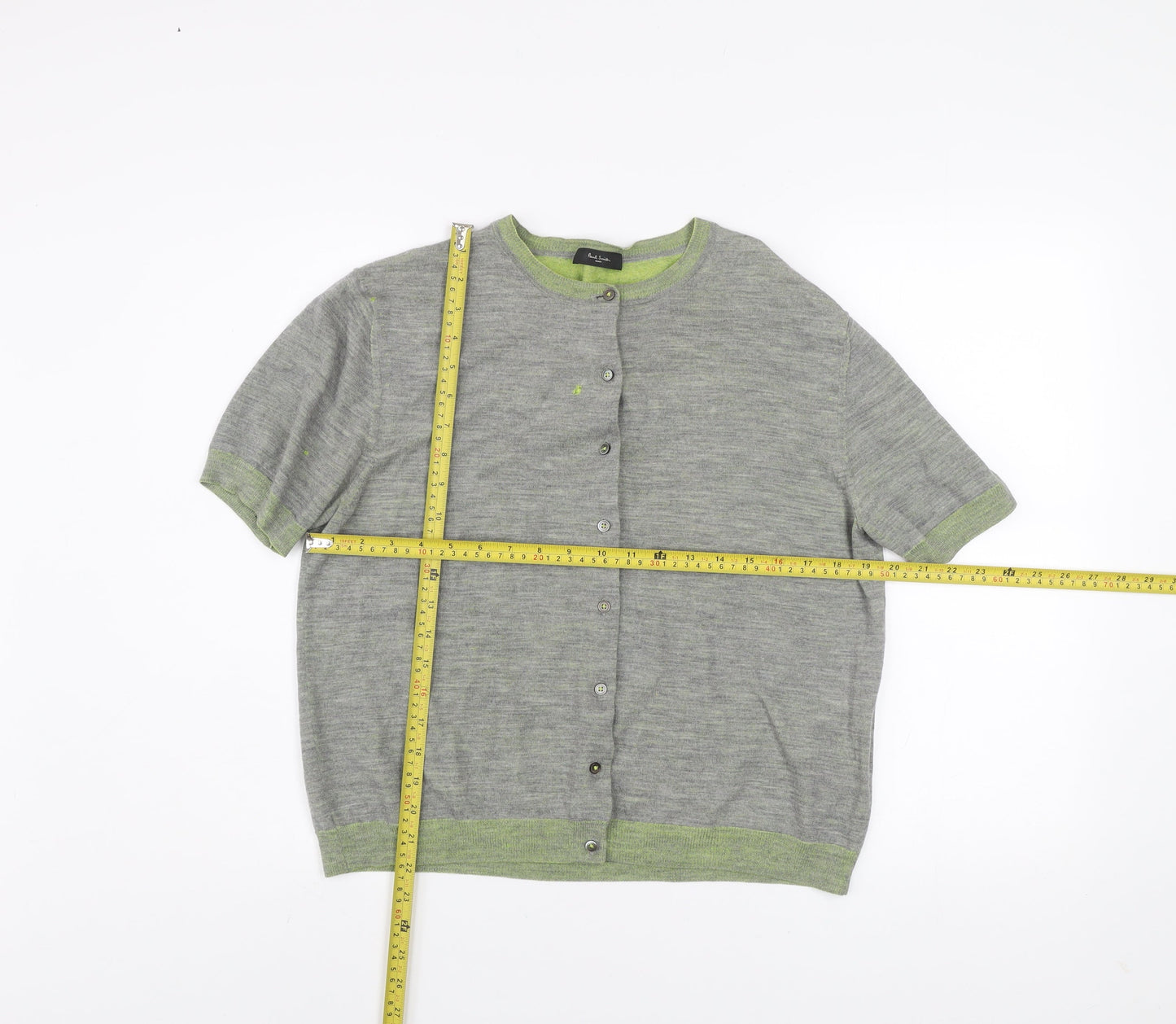 Womens UK L Regular Paul Smith Grey Cardigan Tight-Knit