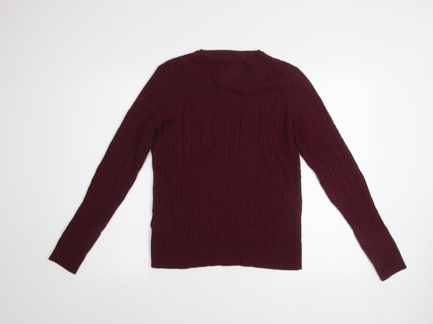 Superdry Men's Red Cable-Knit Wool Blend Jumper Size S