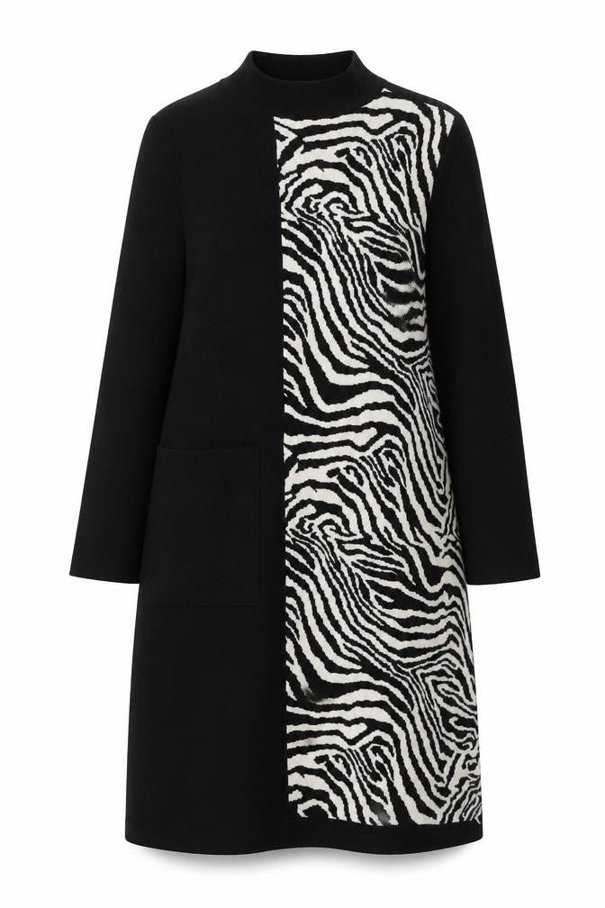 Morphy Art Group Women’s Black Zebra Knit Shift Dress Size S