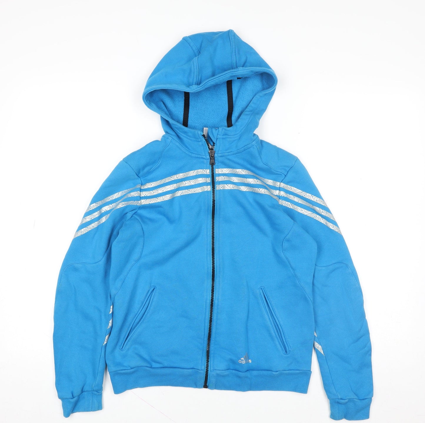 Adidas Boys Blue 11-12 Years Hooded Full Zip Track Jacket