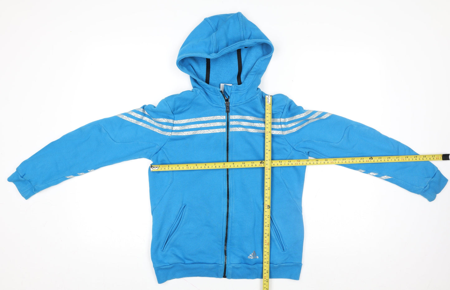 Adidas Boys Blue 11-12 Years Hooded Full Zip Track Jacket