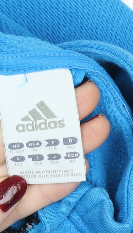 Adidas Boys Blue 11-12 Years Hooded Full Zip Track Jacket