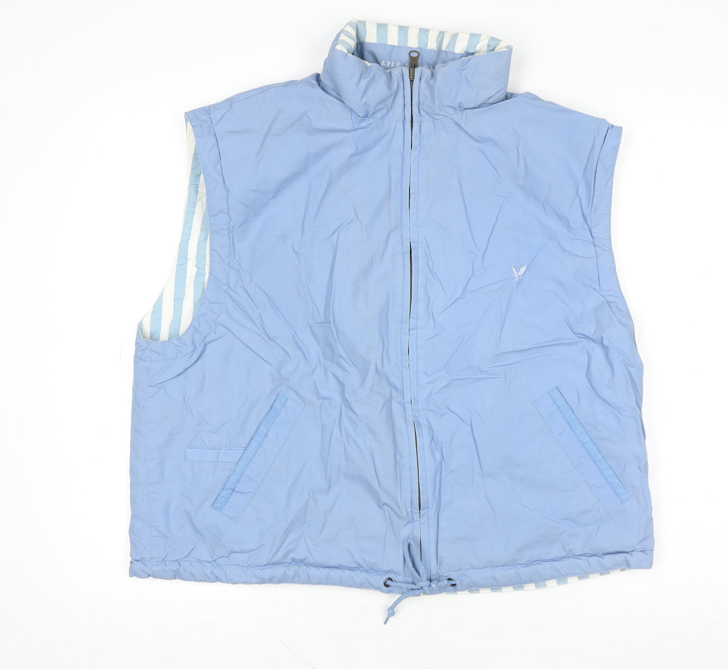 Lyle & Scott Women Blue Size 16 Waistcoat Gilet Zip Cotton Casual