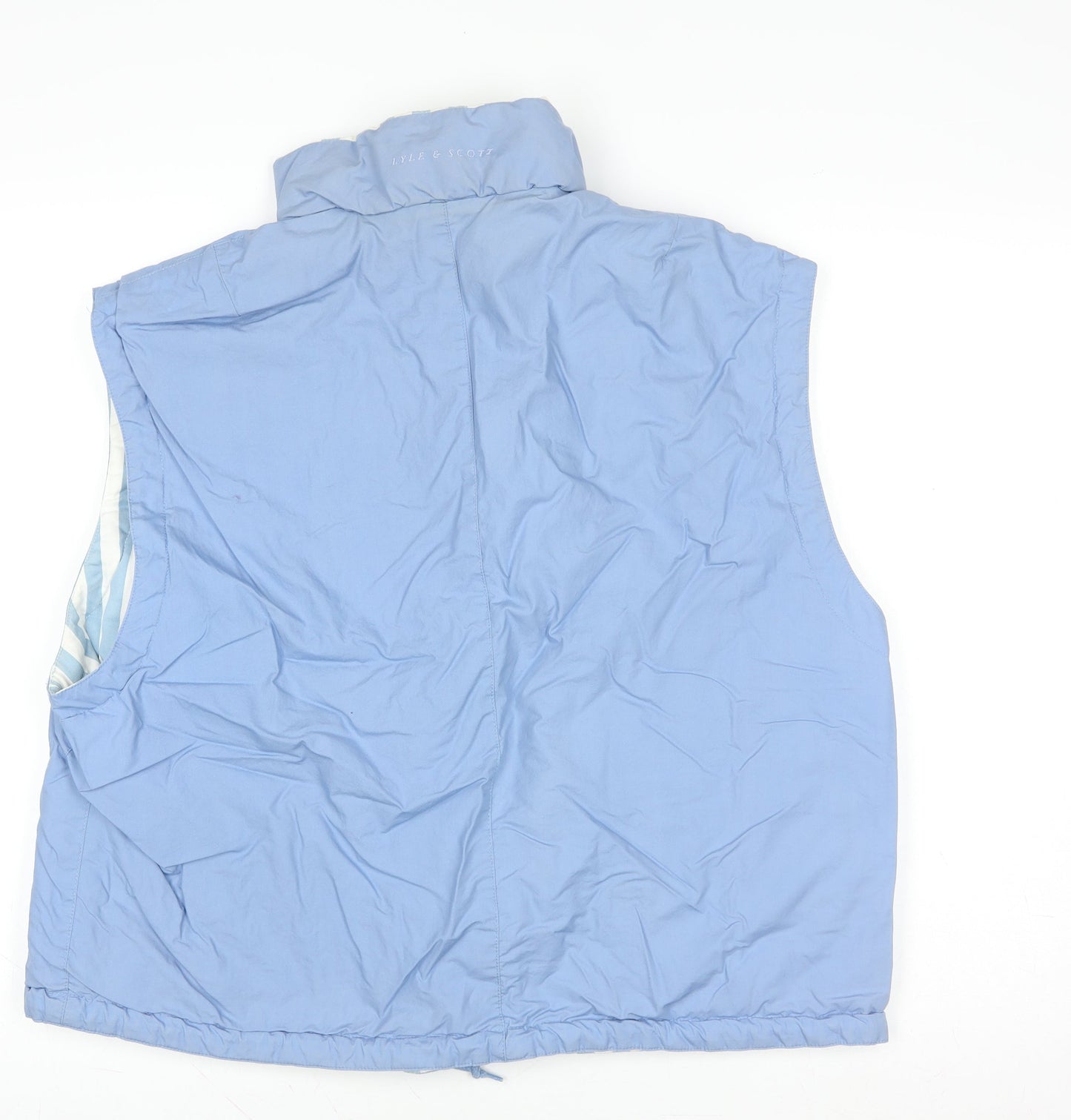 Lyle & Scott Women Blue Size 16 Waistcoat Gilet Zip Cotton Casual