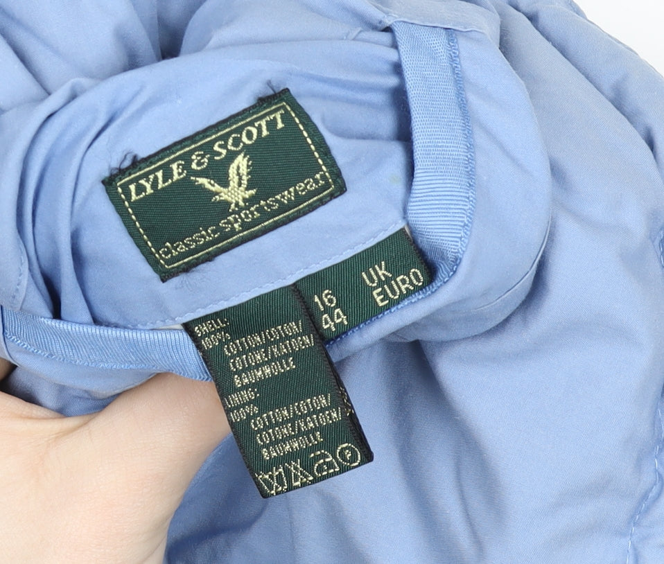 Lyle & Scott Women Blue Size 16 Waistcoat Gilet Zip Cotton Casual