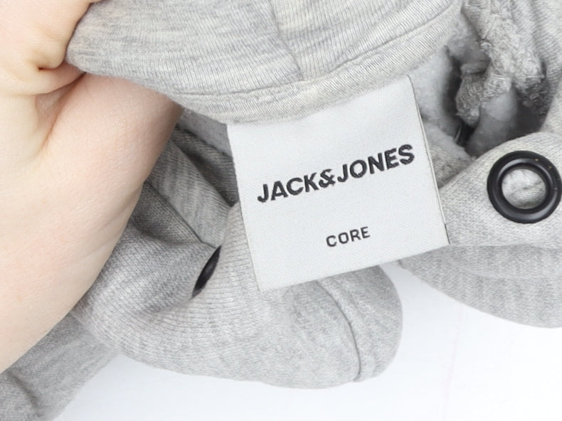 Mens UK L Regular JACK & JONES Grey Pullover Hoodie