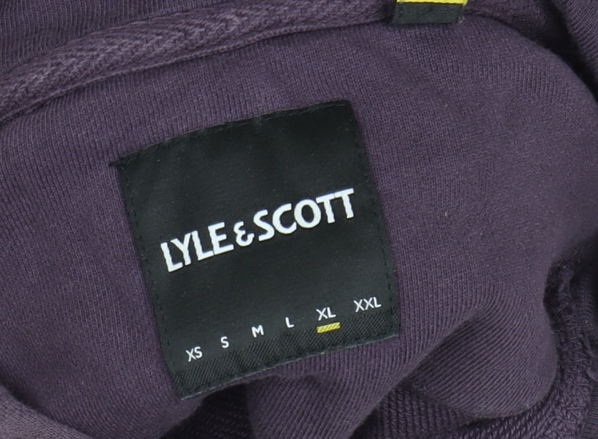 Lyle & Scott Men's Purple Pullover Hoodie Size L Cotton Logo