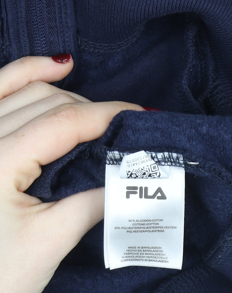 FILA Mens Blue Hooded Full Zip Basic Jacket Hoodie Size M