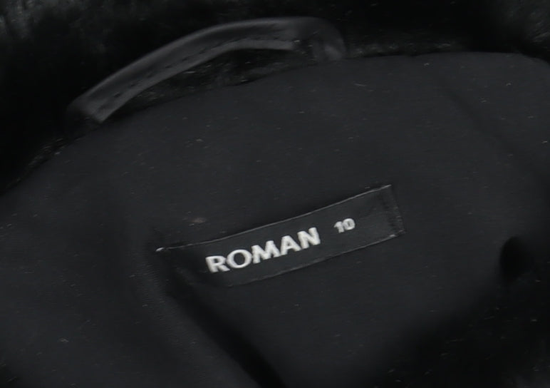 Roman Womens Black Size 10 Hooded Lined Long Parka Coat