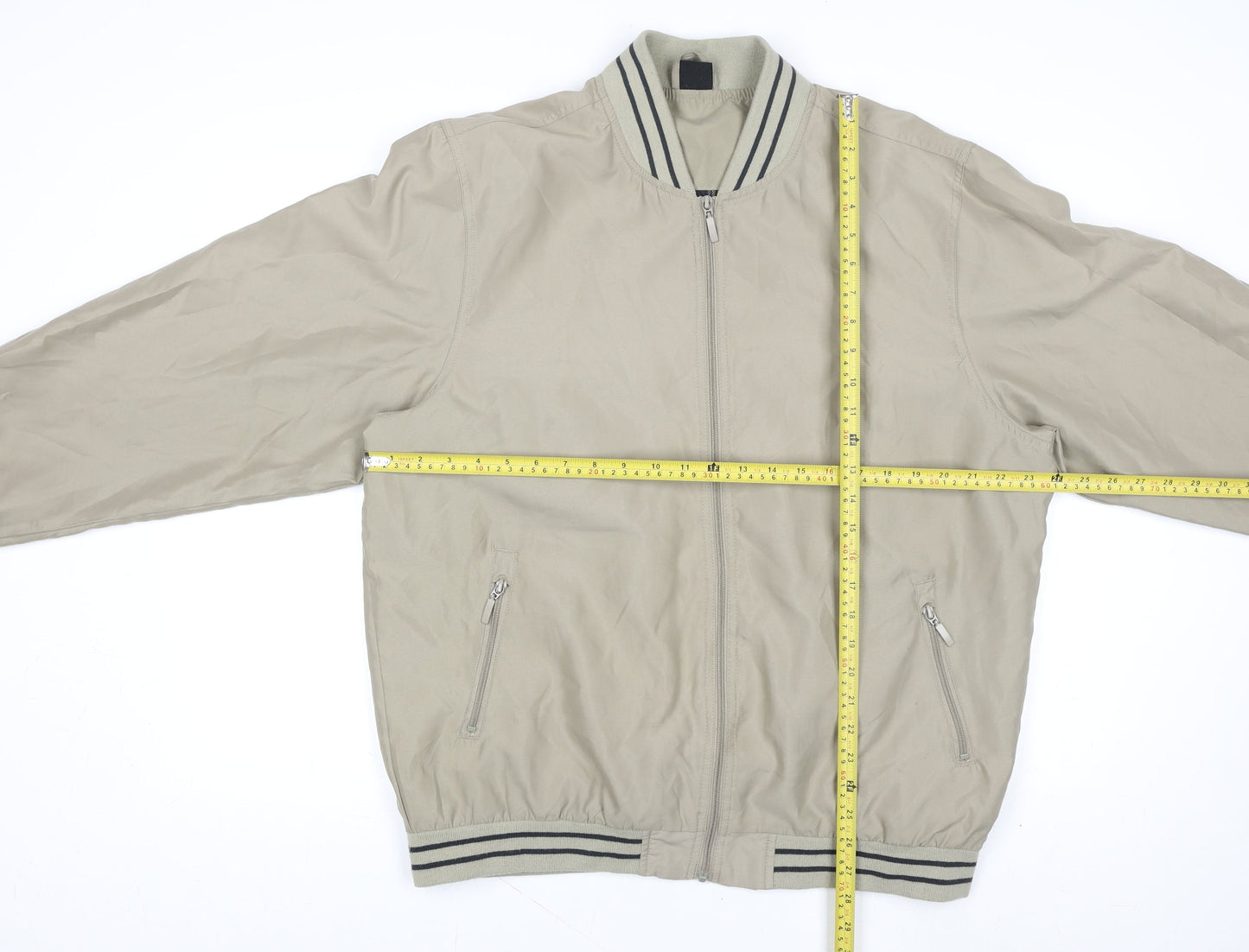 Pegasus Men’s Beige Bomber Jacket M 40in Full Zip Classic Casual