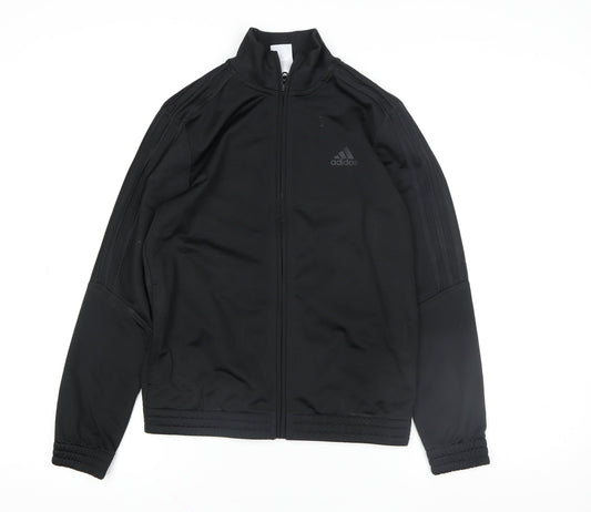 Adidas Boys Black 11-12 Years Track Jacket Lightweight Full Zip Sports Top